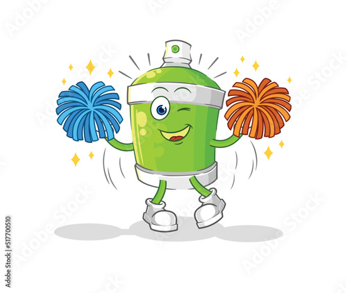 spray paint cheerleader cartoon. cartoon mascot vector