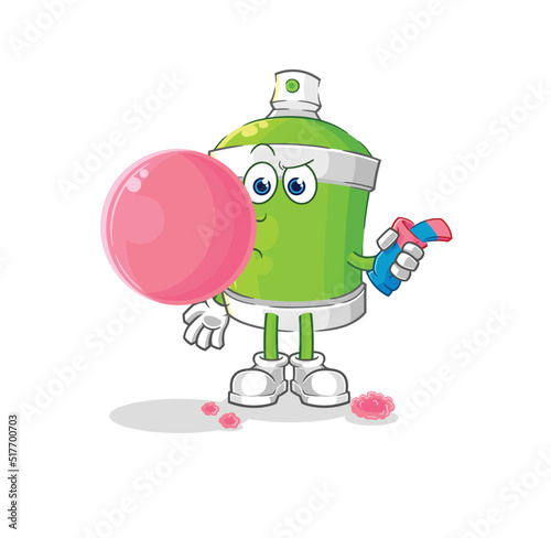 spray paint chewing gum vector. cartoon character