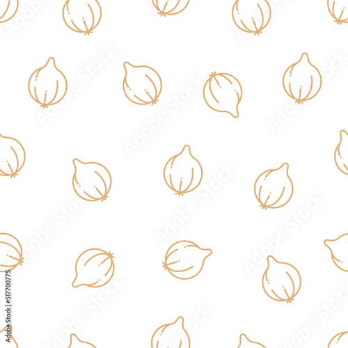 Seamless line pattern onion isolated on a white background. Simple vector pattern with onion