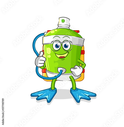 spray paint diver cartoon. cartoon mascot vector