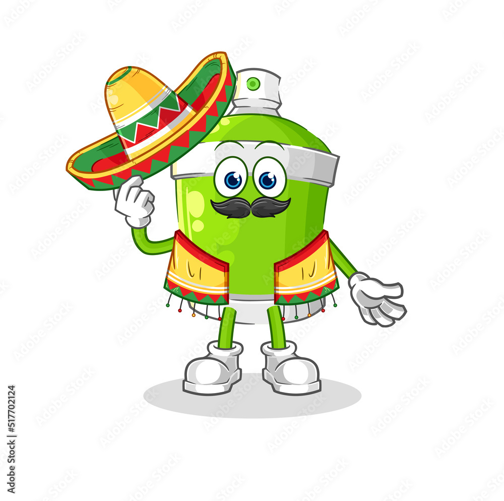 Obraz premium spray paint Mexican culture and flag. cartoon mascot vector