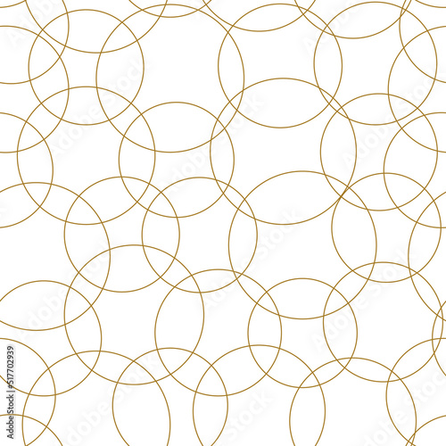 Gold circles abstract seamless vector pattern. Design for web banner, blog, wedding, digital paper, celebration, invite.