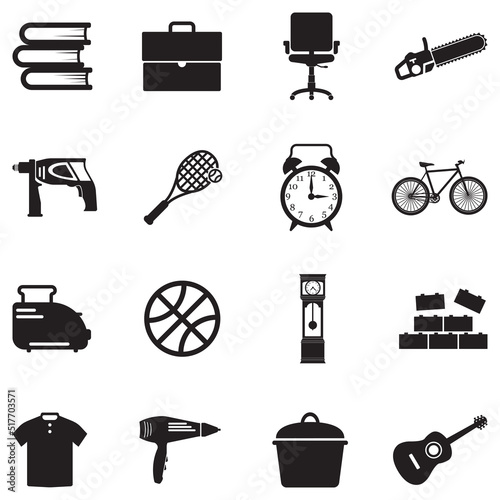 Garage Sale Icons. Black Flat Design. Vector Illustration.