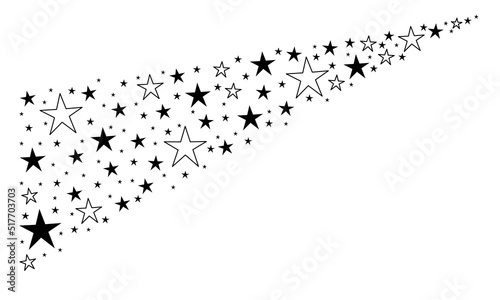 Fireworks Star Stream vector illustration. Style is cyan flat circles, white background.