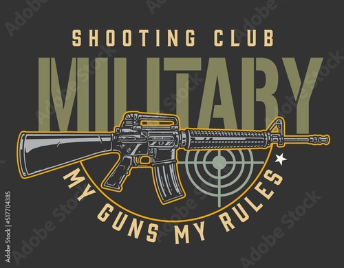 Military guns colorful sticker vintage