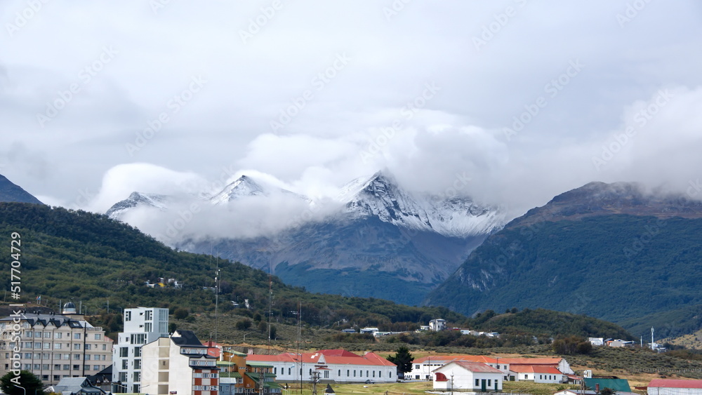 Martial Mountains above the old prison and Maritime Museum in Ushuaia, Argentina