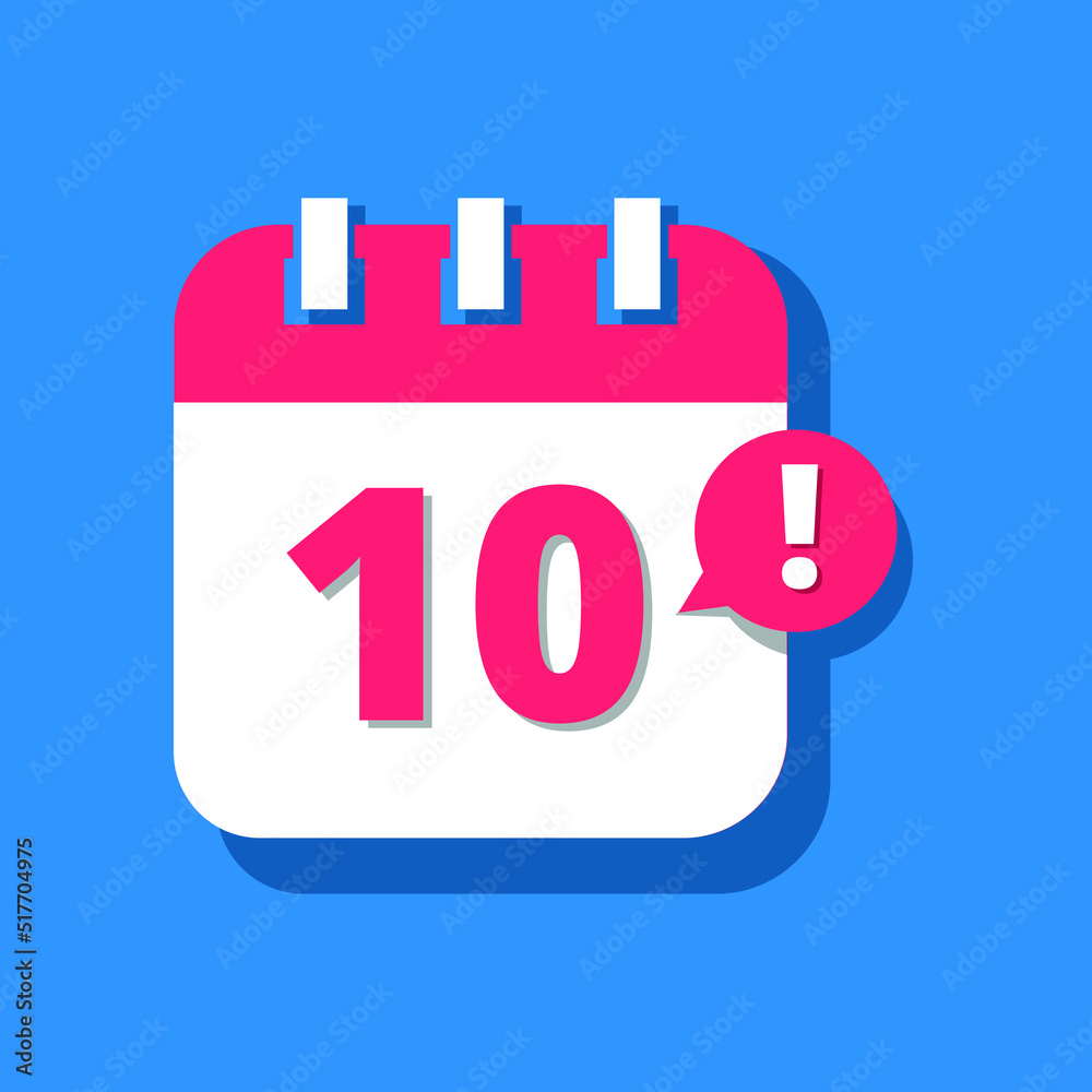 Vectorized and editable calendar icon with 3D perspective, appointment schedule, icons for websites and posts, day 10. Vectorized and editable calendar icon with 3D perspective, appointment schedule, icons for websites and posts, day 10.