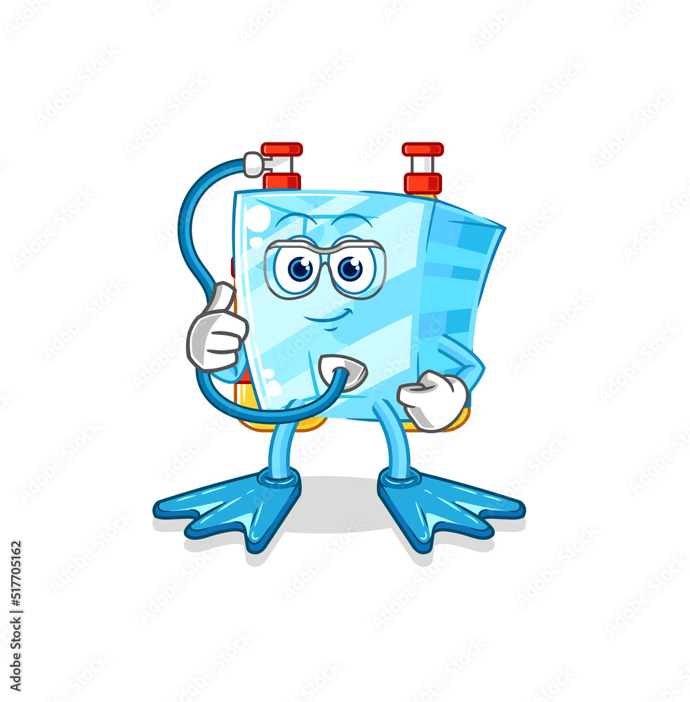glass diver cartoon. cartoon mascot vector
