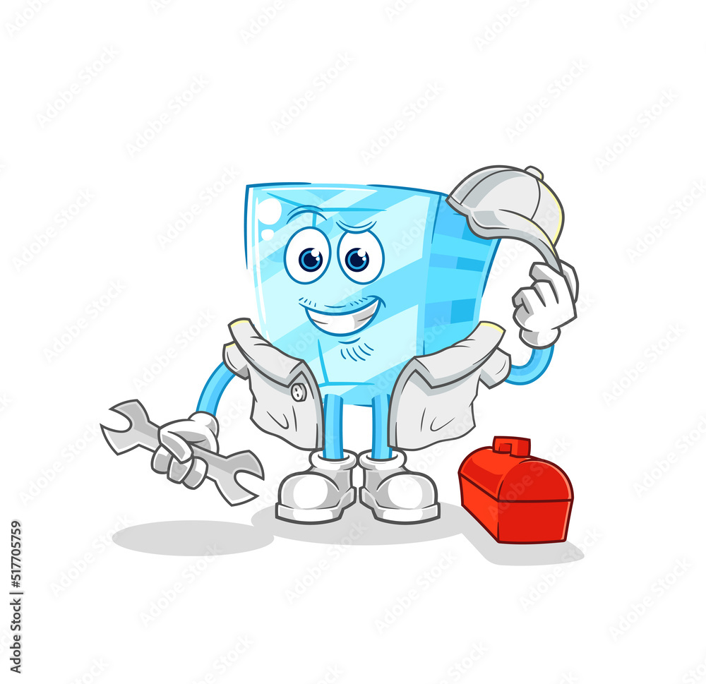 glass mechanic cartoon. cartoon mascot vector glass mechanic cartoon. cartoon mascot vector