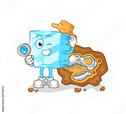 glass archaeologists with fossils mascot. cartoon vector