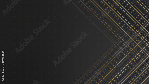 4k Abstract luxury black grey gradient backgrounds with animated golden metallic stripes. Elegant horizontal banner. Copy space. Dark backdrop 3D