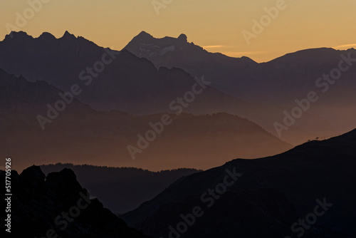 Golden lights of dawn on moutains and fogs near Chamonix. © Pierre-Jean DURIEU