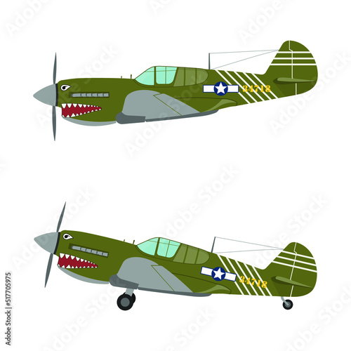 Old airplane propeller icon. Curtiss P-40 Warhawk.