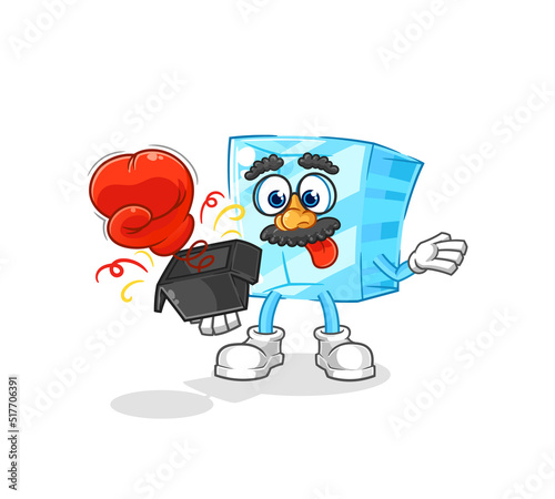 glass prank glove in the box. cartoon mascot