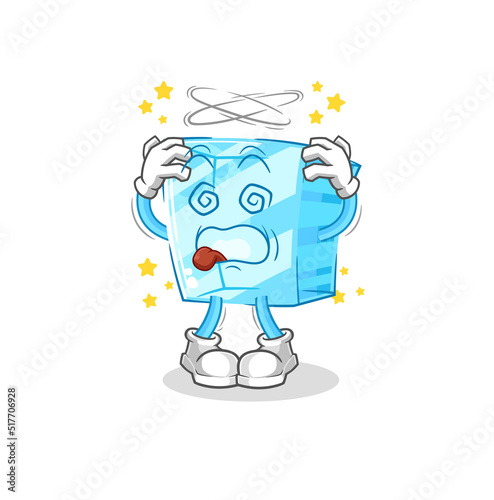 glass dizzy head mascot. cartoon vector