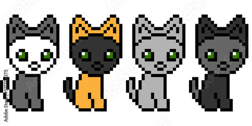 Kitty seamless vector border. Set with little cats.