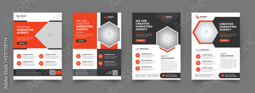 a bundle of 4 templates of a4 flyer, Flyer template layout design. business flyer, brochure, magazine or flier mockup in bright colors. perfect for creative professional business. vector template
