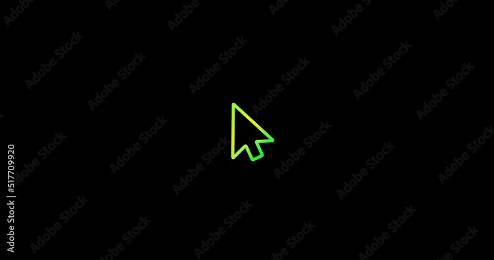 Mouse click with spark. Click icon animation cursor symbol with black screen, Colorful cursor