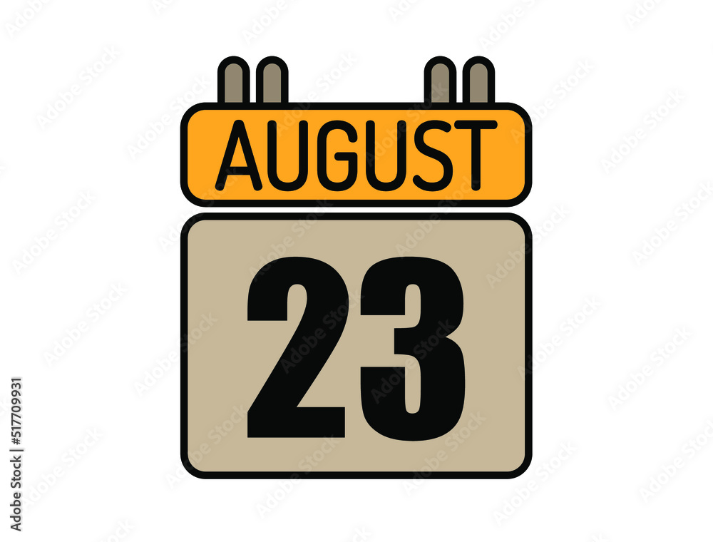 Day 23 August calendar icon. Calendar vector for August days isolated on white background. Day 23 August calendar icon. Calendar vector for August days isolated on white background.