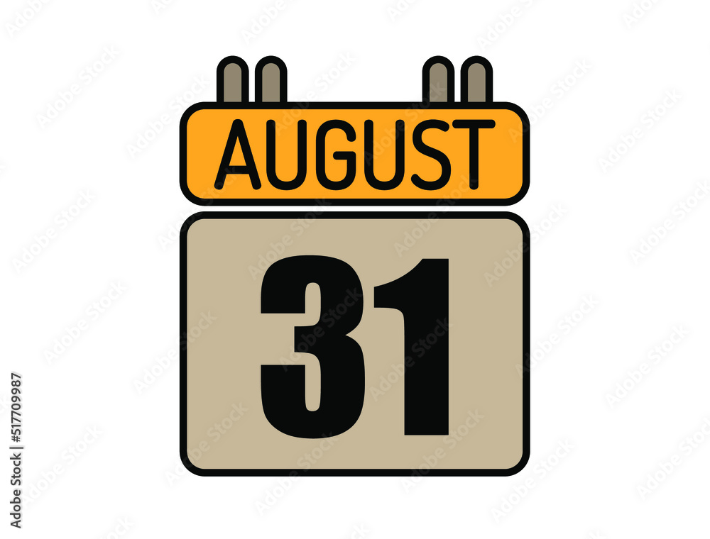Day 31 August calendar icon. Calendar vector for August days isolated on white background. Day 31 August calendar icon. Calendar vector for August days isolated on white background.