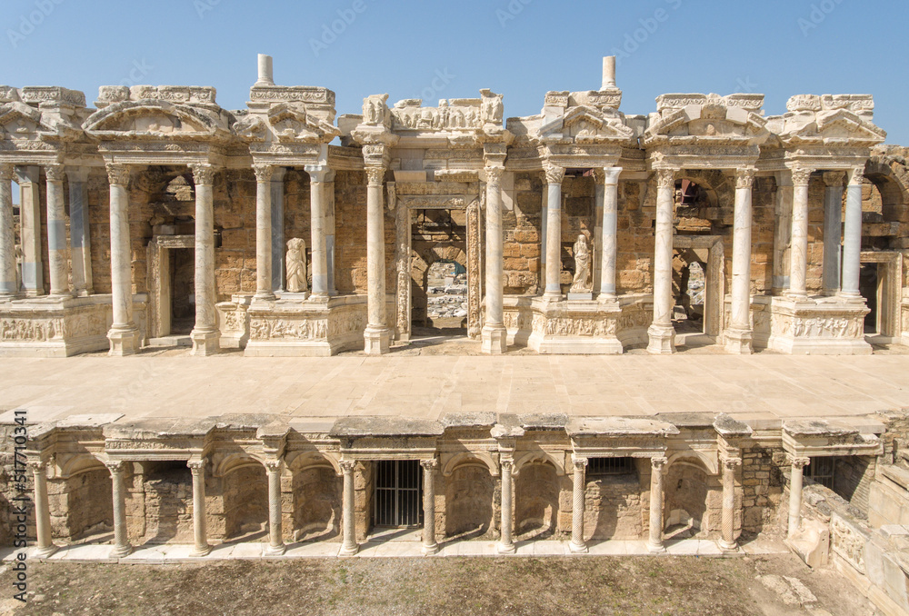Fototapeta premium Ancient Hierapolis Theatre at Pamukkale, Turkey. 