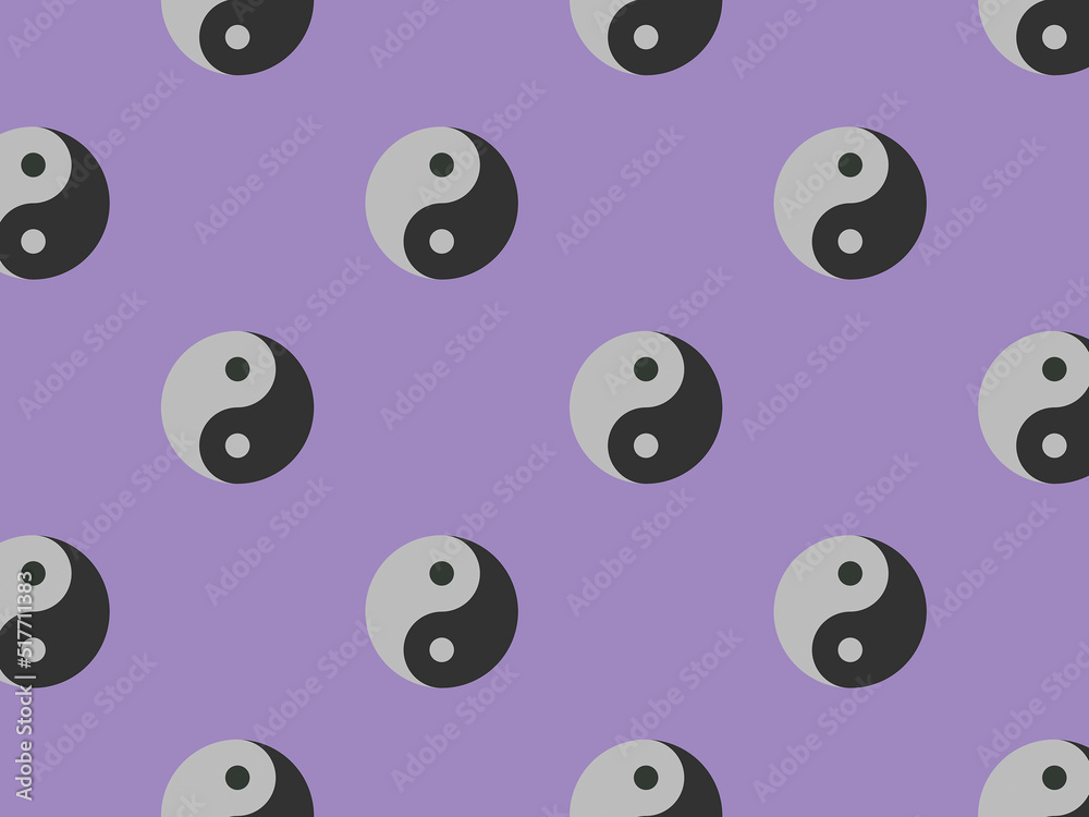 pattern. Image of Yin Yang symbol on pastel purple backgrounds. Symbol of opposite. Surface overlay pattern. 3D image. 3D rendering. pattern. Image of Yin Yang symbol on pastel purple backgrounds. Symbol of opposite. Surface overlay pattern. 3D image. 3D rendering.