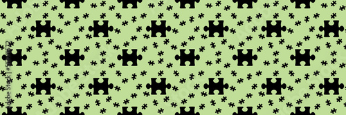 Fototapeta Naklejka Na Ścianę i Meble -  pattern. Image of black puzzle elements on pastel pea backgrounds. riddle. Template for applying to surface. Banner for insertion into site. Place for text cope space. 3D image. 3D rendering.