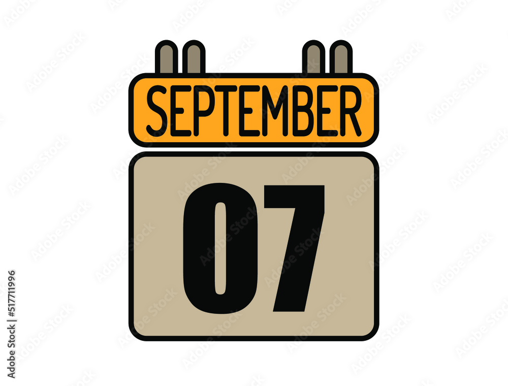 Day 7 September calendar icon. Calendar vector for September days isolated on white background. Day 7 September calendar icon. Calendar vector for September days isolated on white background.