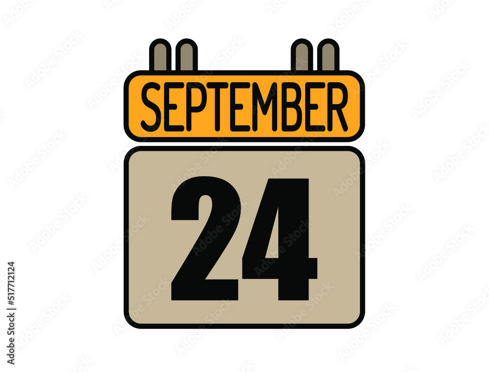 Day 24 September calendar icon. Calendar vector for September days isolated on white background. Day 24 September calendar icon. Calendar vector for September days isolated on white background.