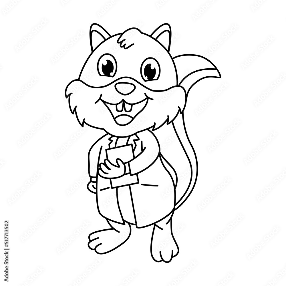 Fototapeta premium Coloring page cute squirrel vector illustration