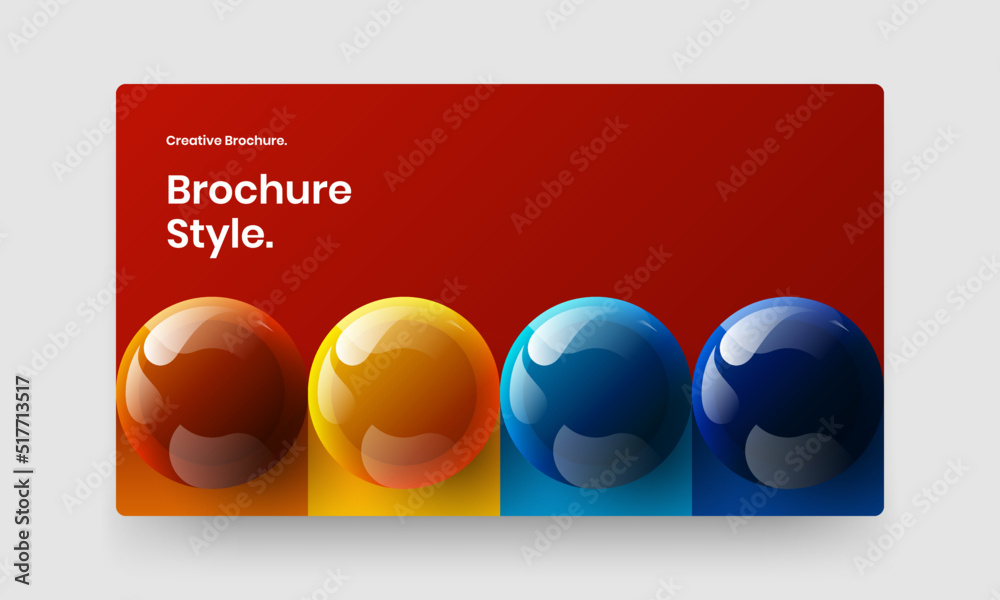 Premium corporate cover design vector concept. Bright 3D balls presentation template.
