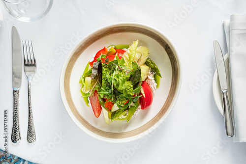 salad with asparagus and Kaymak photo