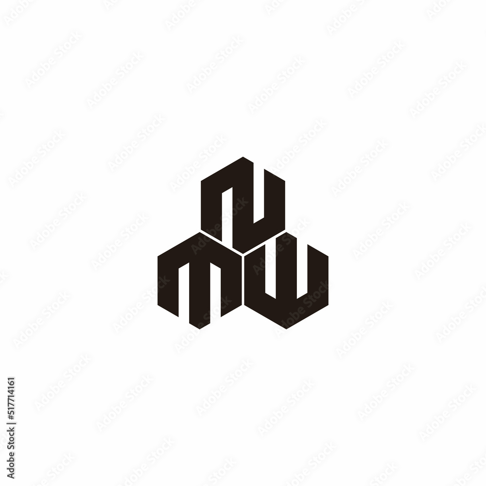 Letter M, W and N three hexagons geometric symbol simple logo vector ...