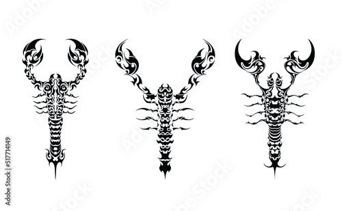 scorpions set abstract tropic poison monsters tattoo symbol stickers