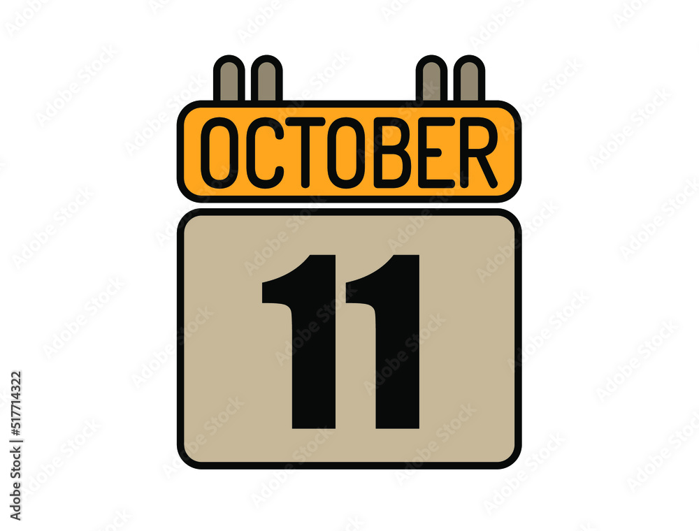Day 11 October calendar icon. Calendar vector for October days isolated on white background. Day 11 October calendar icon. Calendar vector for October days isolated on white background.