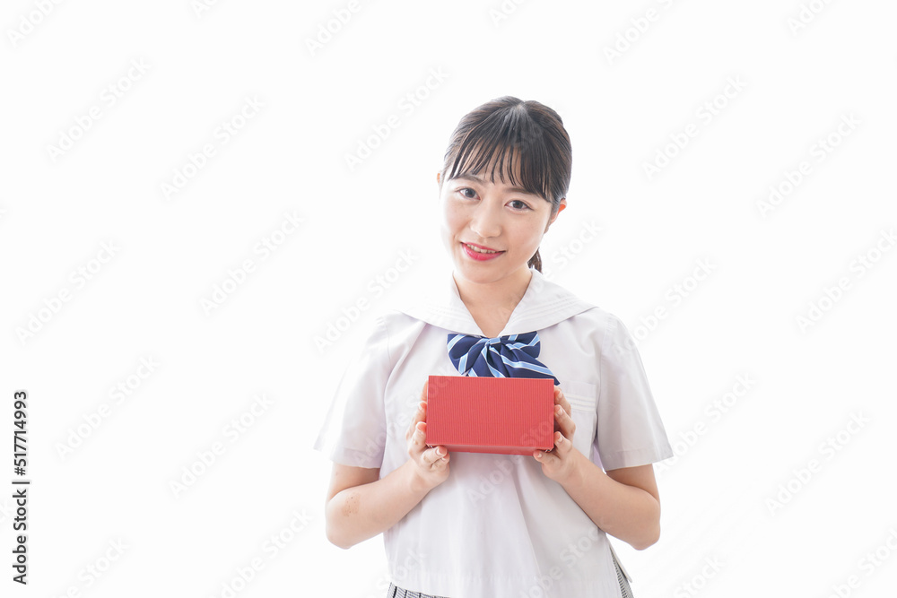 プレゼントを渡す学生 プレゼントを渡す学生