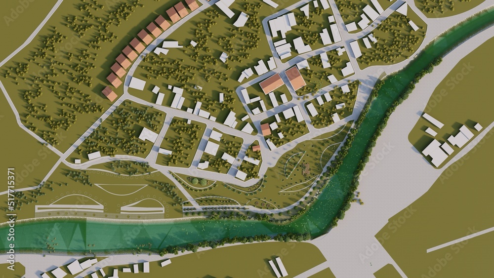 Fototapeta premium Urban proposal for reforestation and wastewater treatment in Tarapoto