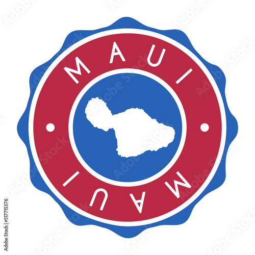 Maui, Hawaii, USA Badge Map Vector Seal Vector Sign. National Symbol Country Stamp Design Icon Label. 