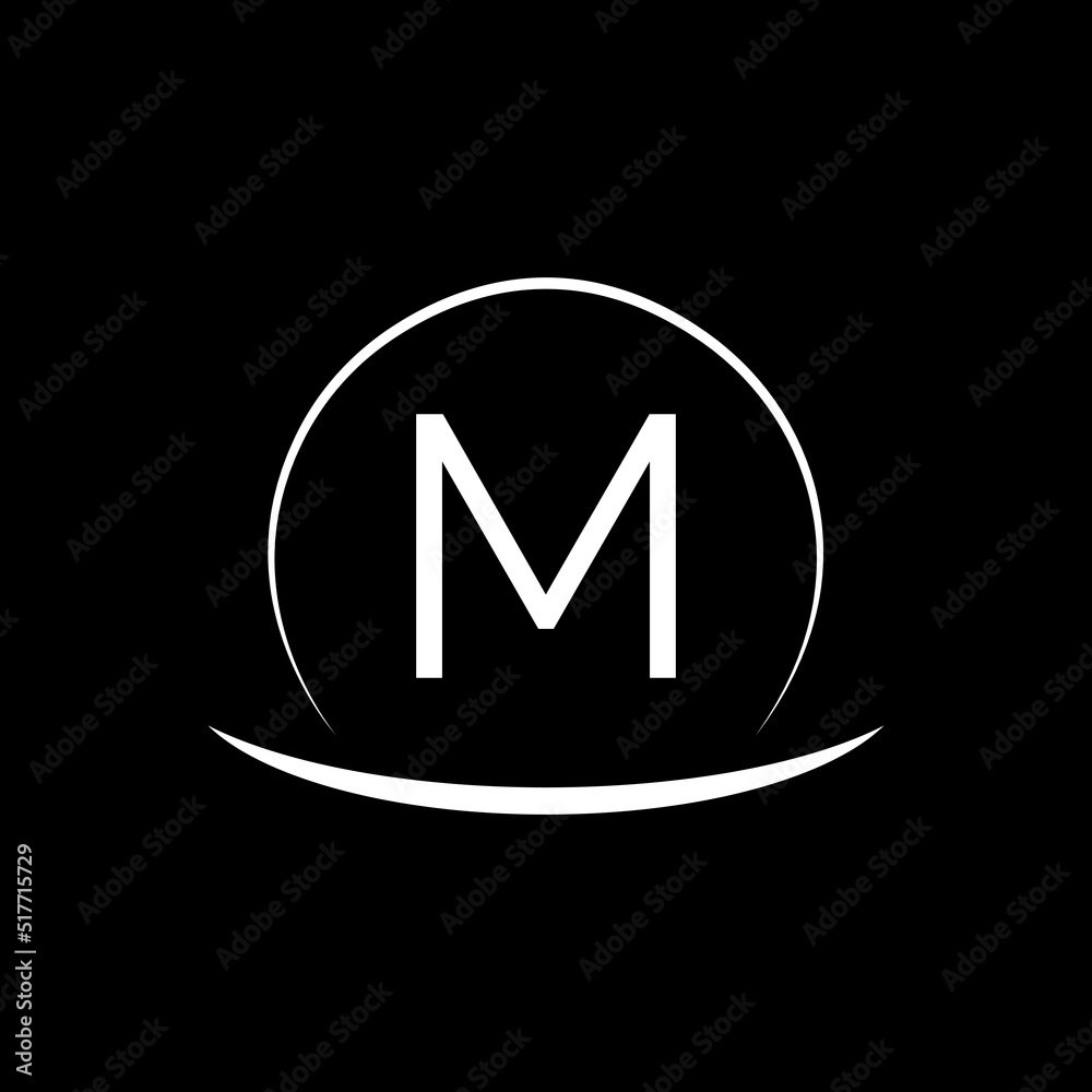 initial M circle letter logo design. M logo icon vector template on dark background. initial M circle letter logo design. M logo icon vector template on dark background.