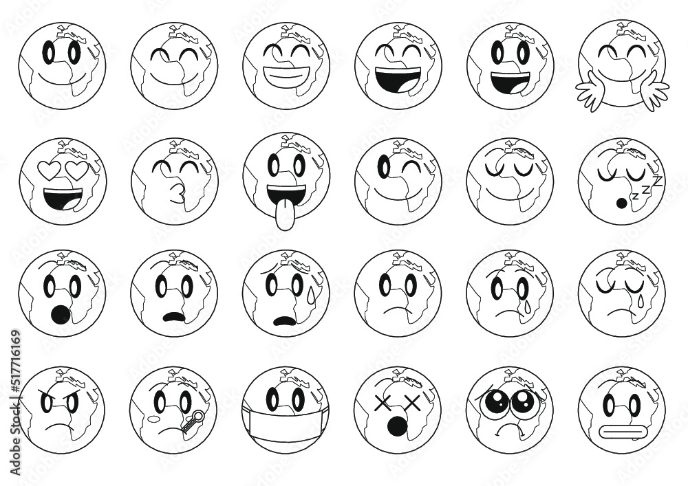 Emoji planète Terre - Contours Emoji planète Terre - Contours
