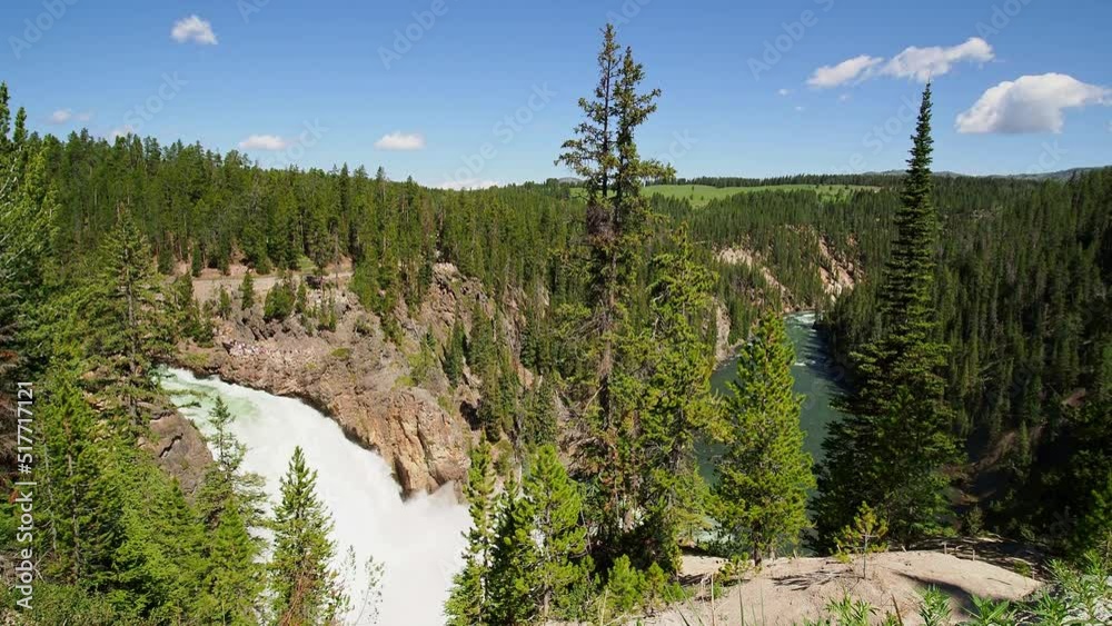 Sunny beautiful landscape of Upper Falls View in Yellowstone National Park Sunny beautiful landscape of Upper Falls View in Yellowstone National Park