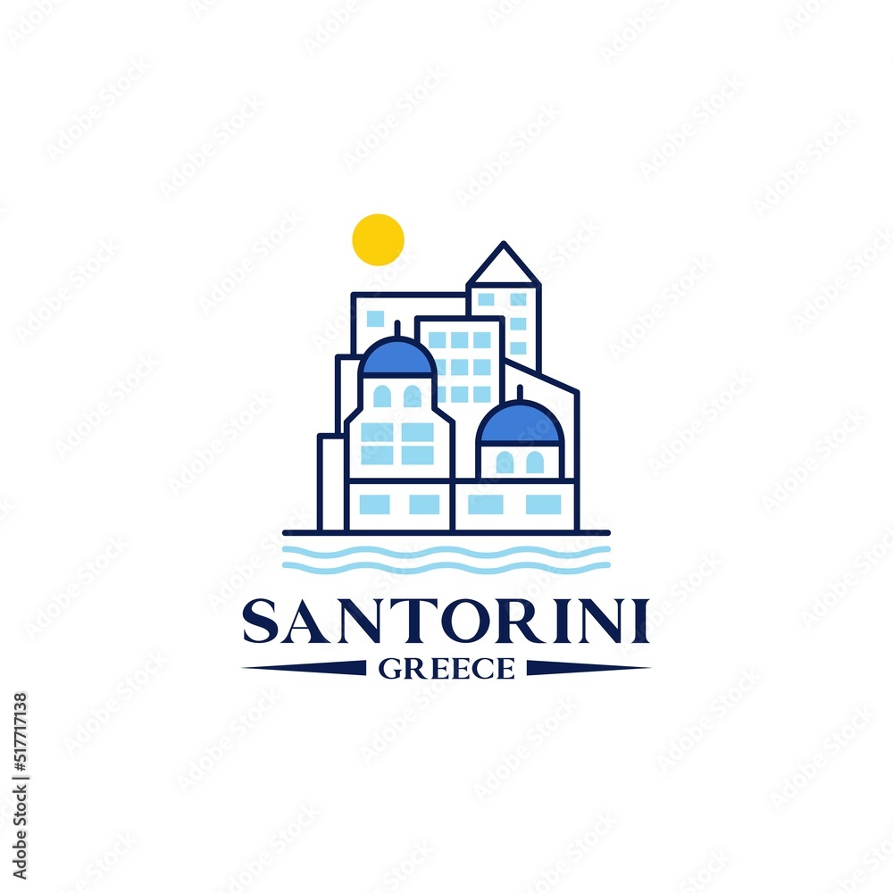 minimalist Santorini logo design