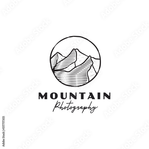vintage mountain photography emblem logo