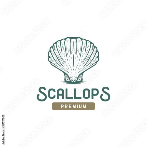 vintage retro scallops label logo design