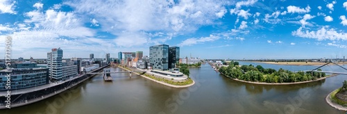 Medienhafen aus der Vogelperspektive, Düsseldorf, Deutschland.