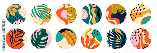 Big set of twelve abstract backgrounds. Hand-drawn various shapes and scribbles. Modern contemporary trendy vector illustration. Each background is isolated. For social networks. Stock graphics.