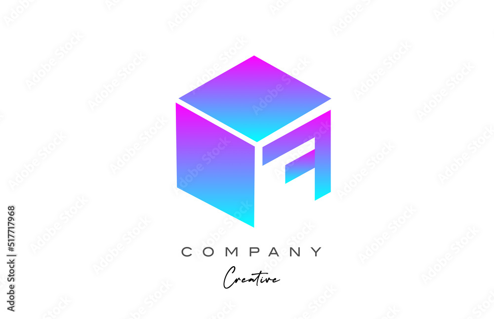 pink blue cube F letter alphabet letter logo icon design. Creative design template for business pink blue cube F letter alphabet letter logo icon design. Creative design template for business