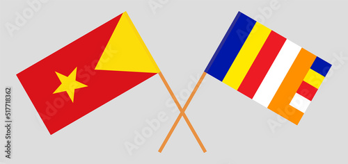 Crossed flags of Tigray and Buddhism. Official colors. Correct proportion