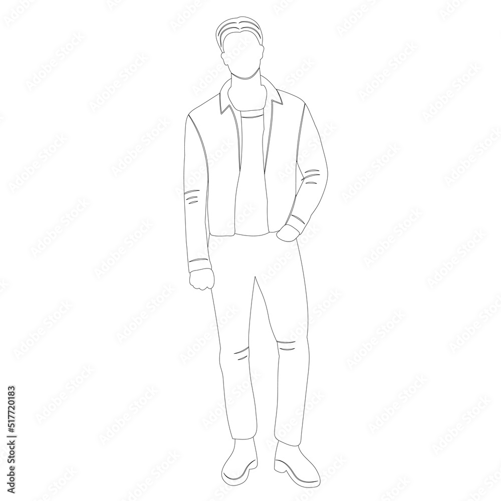 man contour sketch on white background isolated