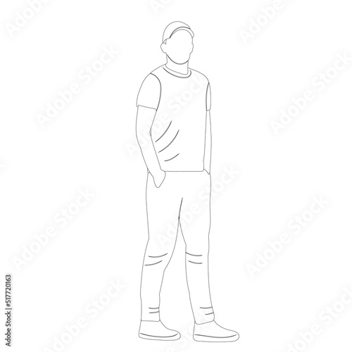 man contour sketch on white background isolated  vector